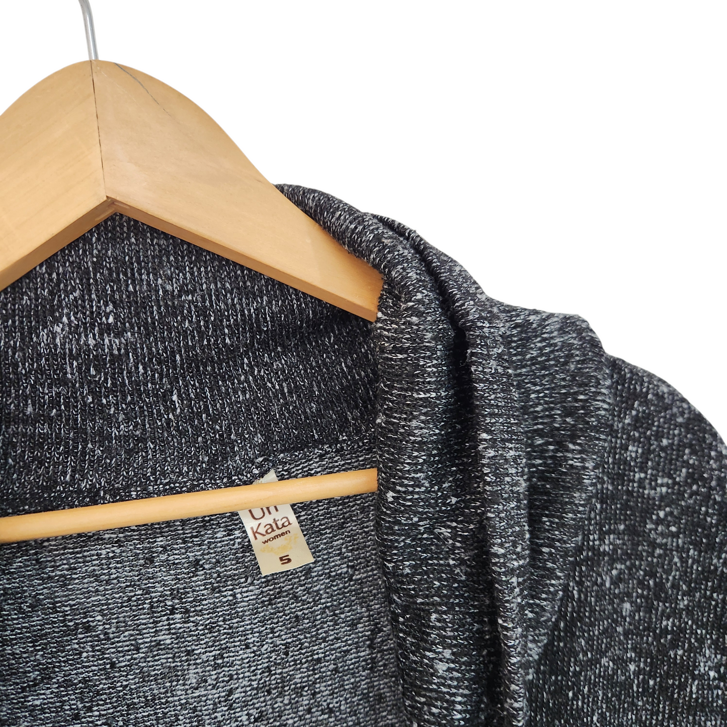 Uni Kata | שמלה סרוגה אפורה עם צווארון גולף קצר – מידה XL