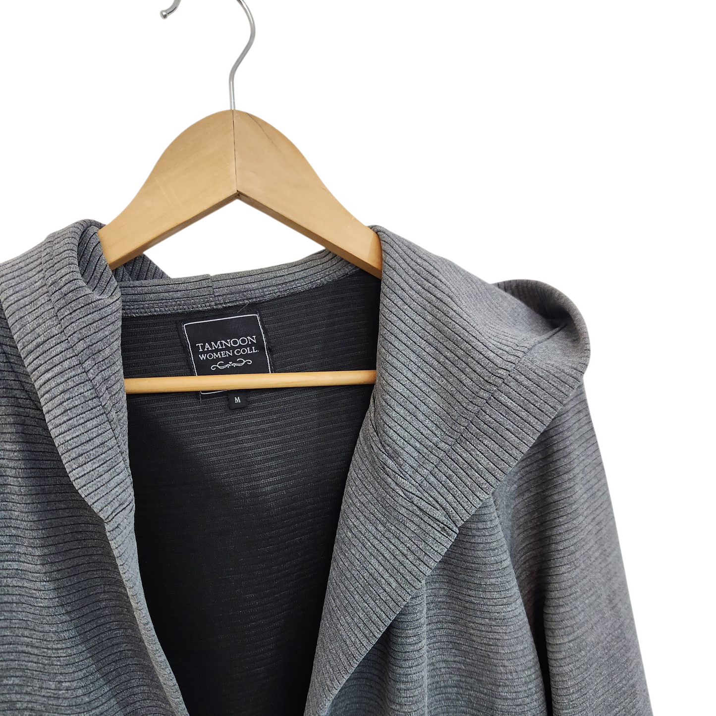 TAMNOON עליונית / ג'קט פתוח עם כובע לאישה מידה M