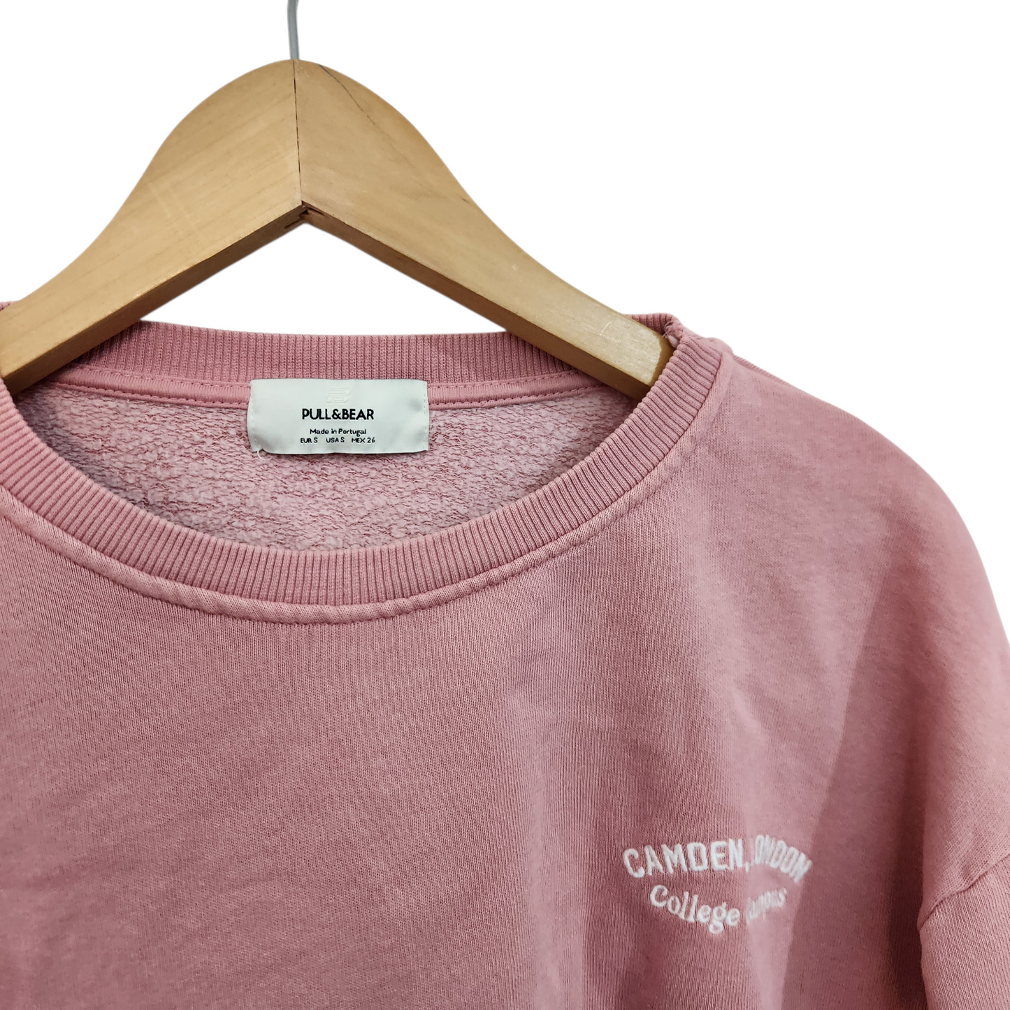 PULL& BEAR | חולצת קרופ שרוול ארוך צבע ורוד | לאישה מידה S