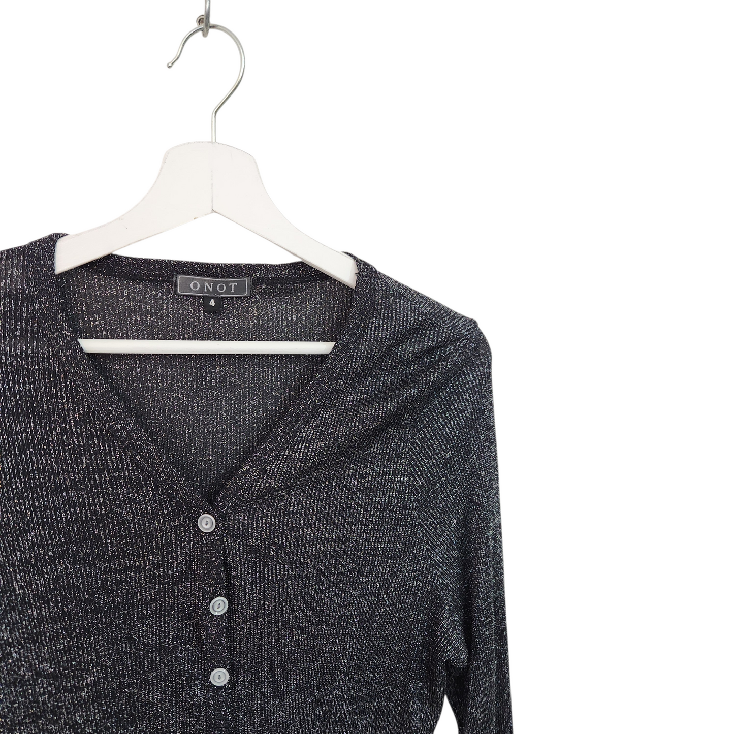 ONOT | חולצה ארוכה מכופתרת צבע כסוף נוצץ | לאישה מידה M/L