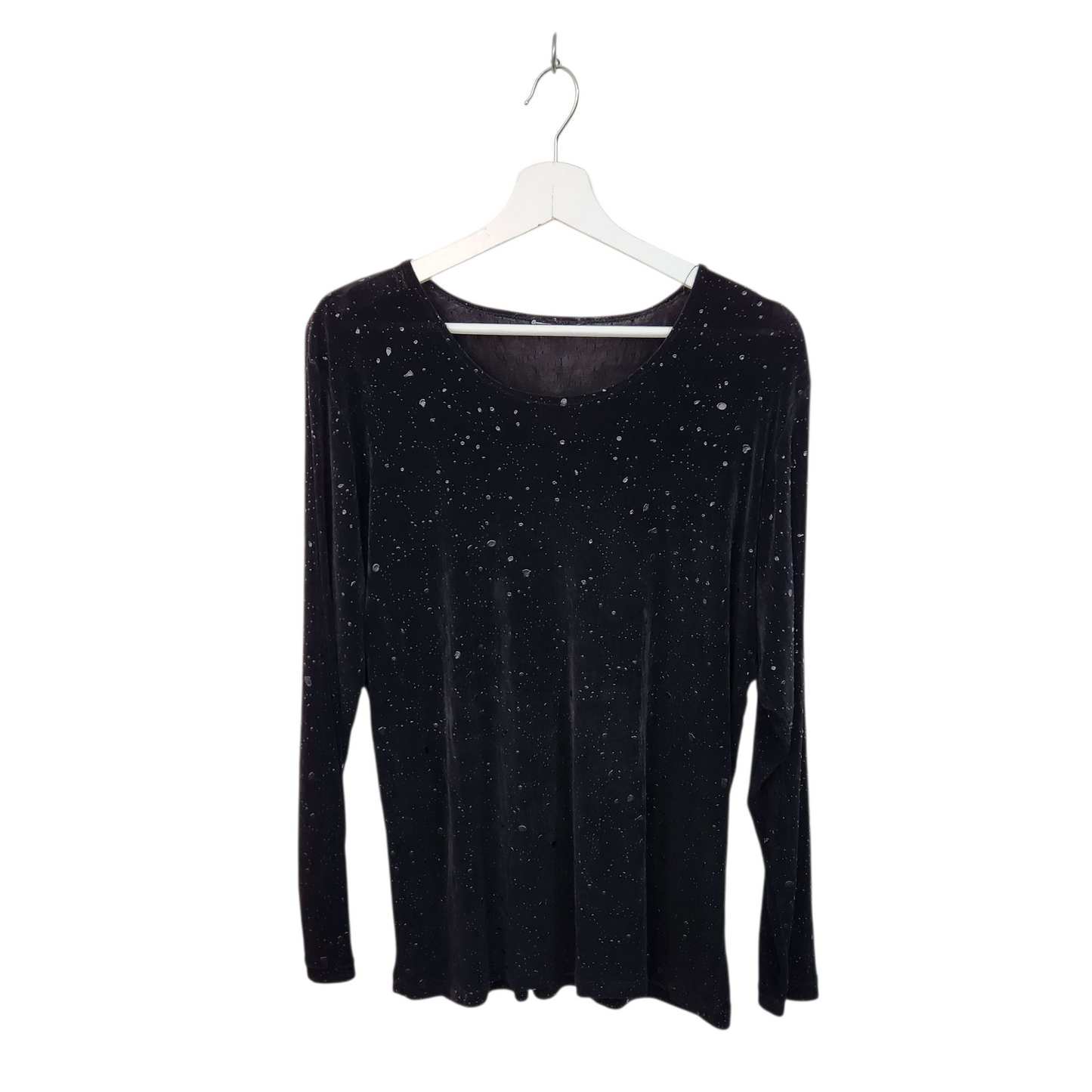 חולצת וינטג' ארוכה דקה צבע שחור | לאישה מידה XL