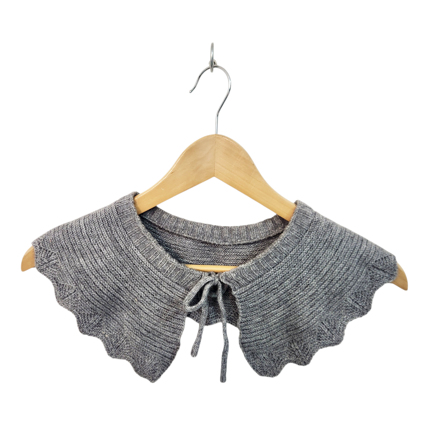 צווארון סרוג וינטג' בצבע אפור