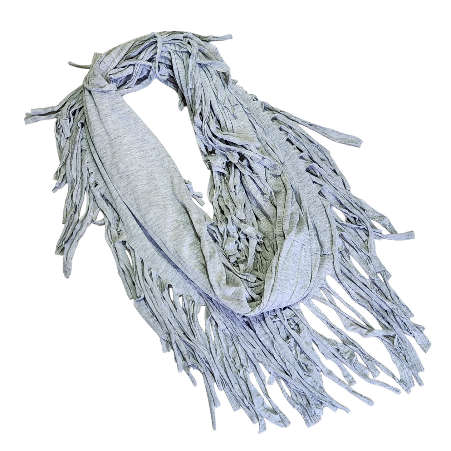 צעיף לולאה קייצי צבע אפור עם פרנזים