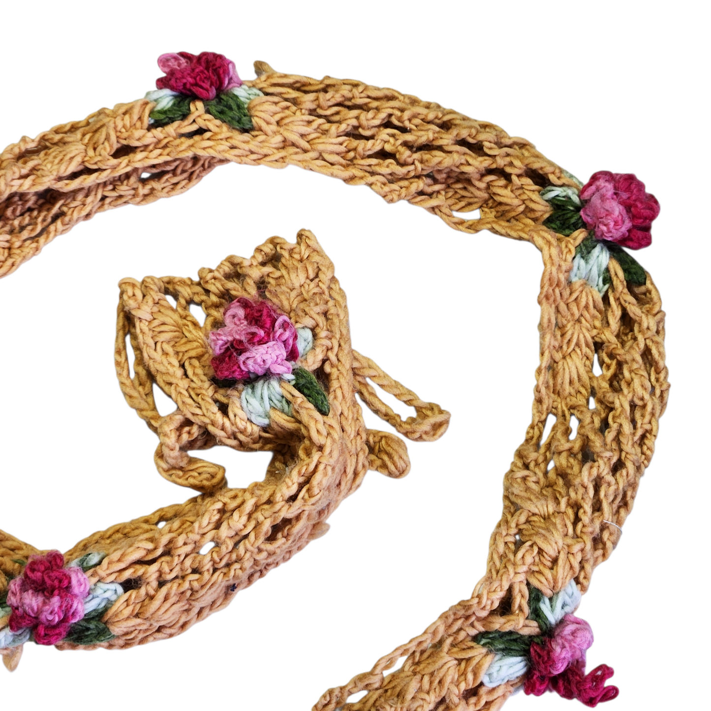 צעיף סרוג וינטג' עם פרחים