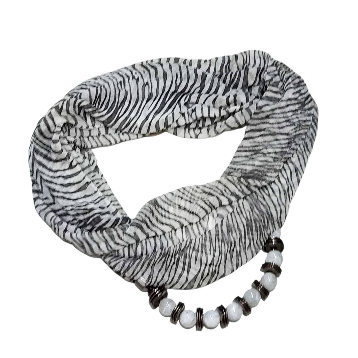 צעיף לולאה דק קייצי | הדפס זברה עם חרוזים