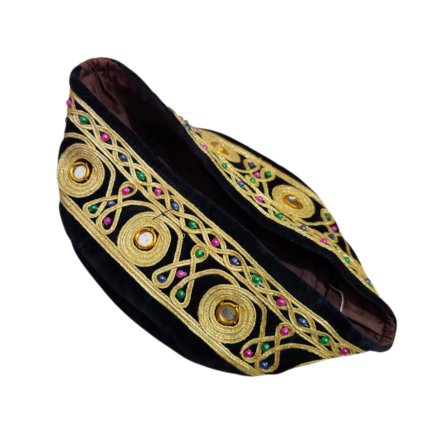 כובע שחור שהב עם עיטורים