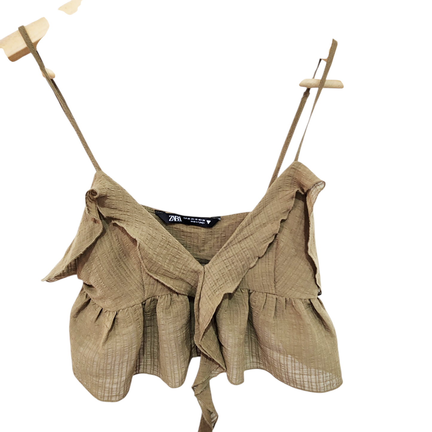 ZARA | גופייה צבע ירוק זית | לאישה מידה XS