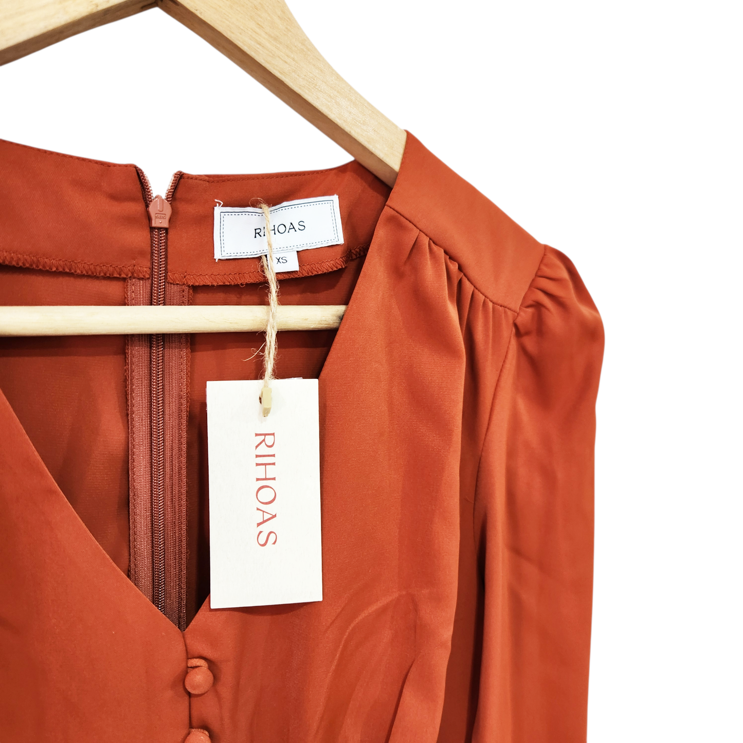 RIHOAS | שמלה ארוכה דקה צבע כתום | לאישה מידה XS | חדשה עם תווית