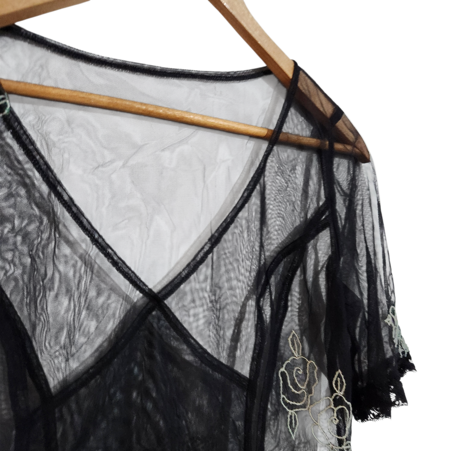 יוני - חולצת וינטג' שקופה שרוול קצר | לאישה מידה L