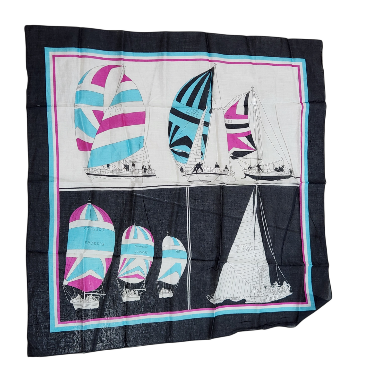 MANOLIVA | מטפחת וינטג' הדפס סירות | שנות ה80-90