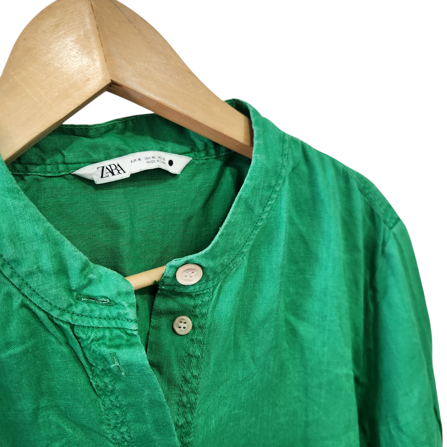 ZARA | שמלה מכופתרת ירוקה לאישה מידה XL