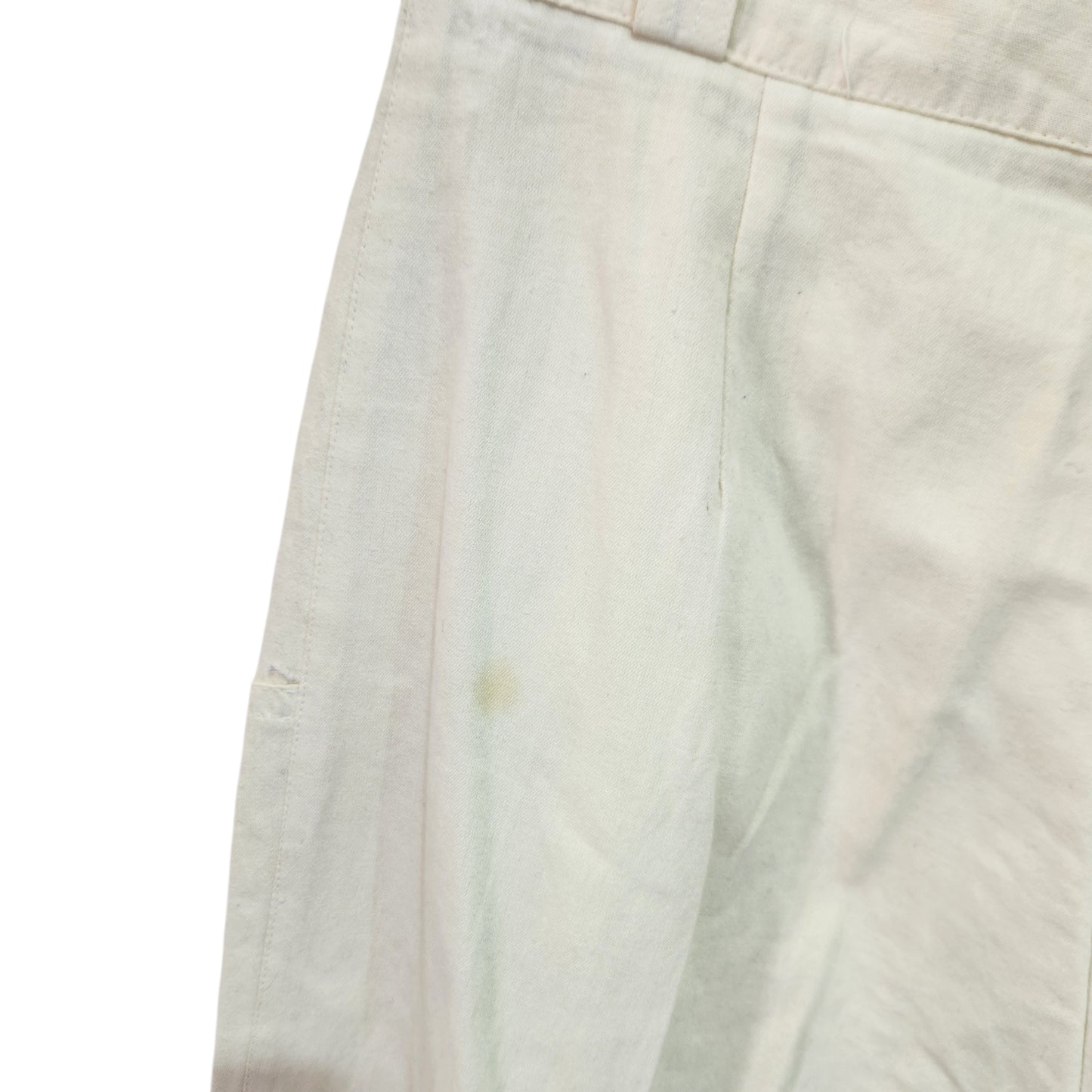 מכנסי וינטג' צבע קרם בגזרה גבוהה | מוכתמים | לאישה מידה M | 28אינץ היקף מותן |
