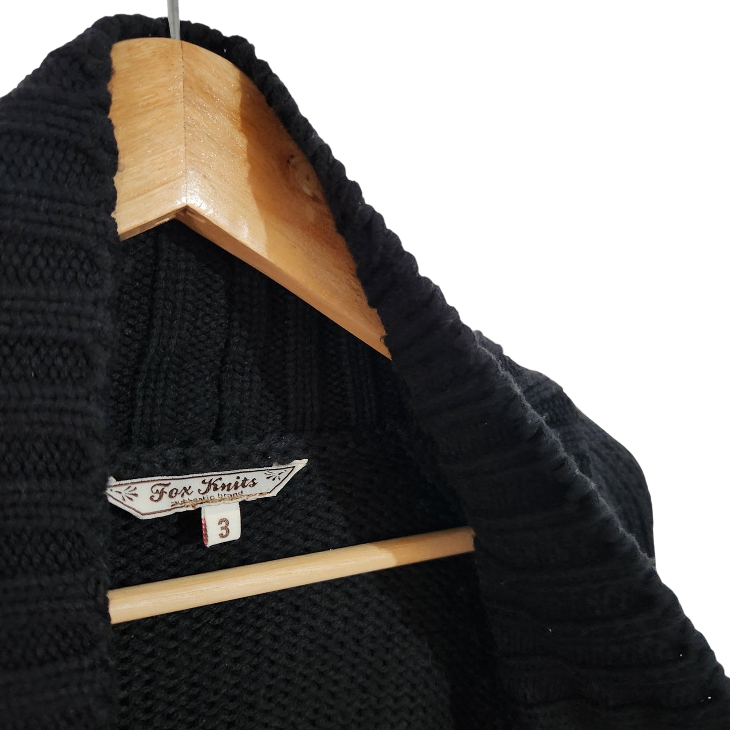FOX KNITS | קרדיגן סריג שחור לאישה מידה L