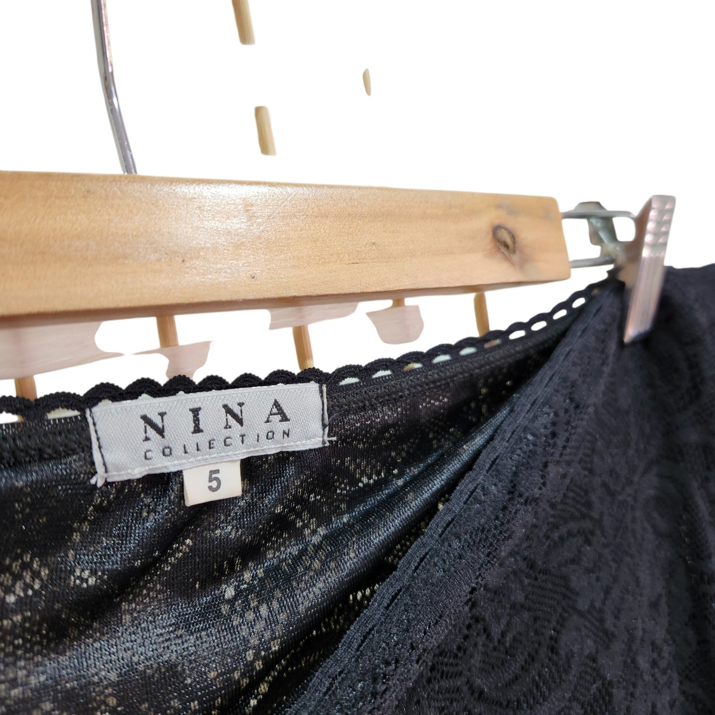 NINA COLLECTION | חצאית תחרה שחורה לאישה מידה 5 | היקף מותן 36–38 אינץ'