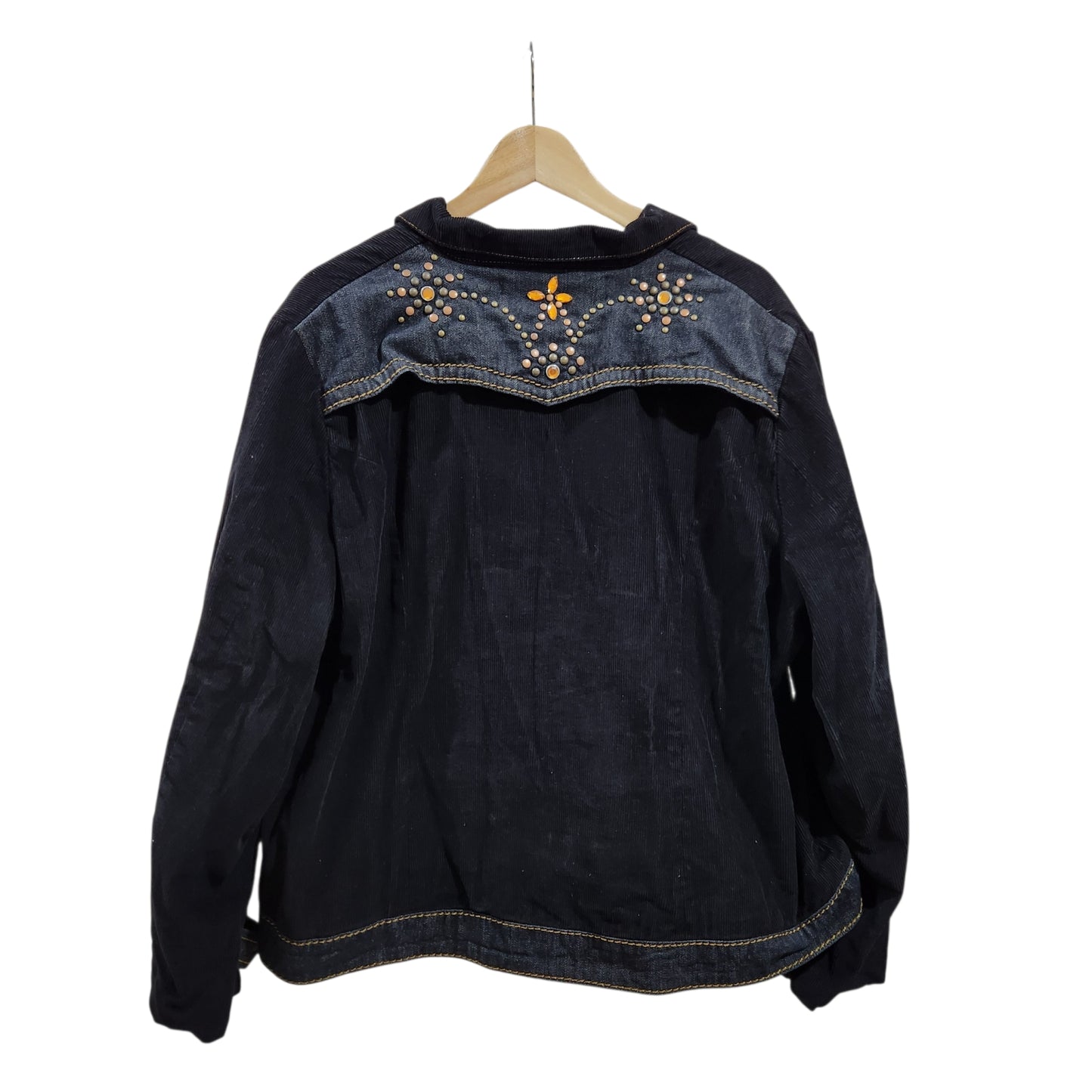 TREND DENIM | ז'קט קורדרוי כחול כהה לאישה מידה 4 | כפתורים צריכים חיזוק