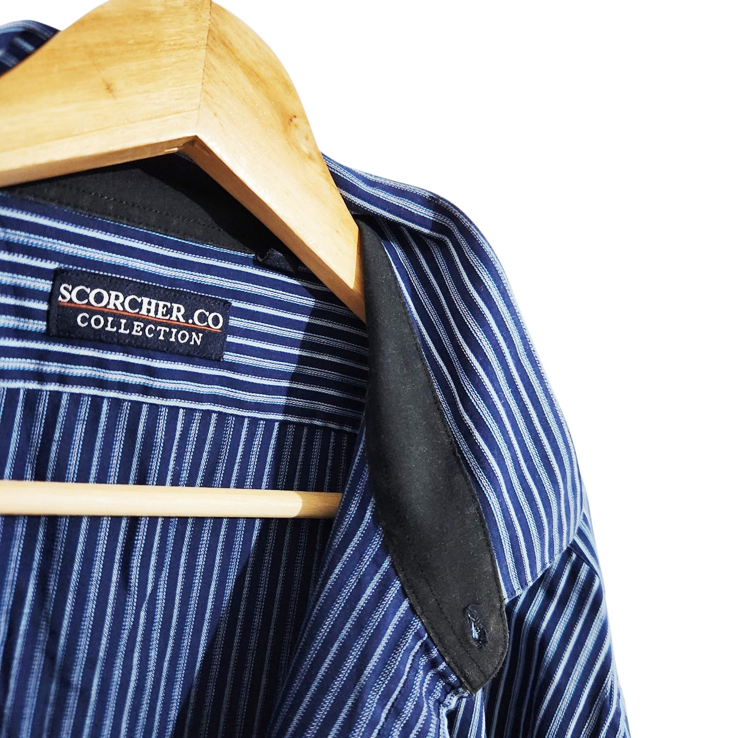 SCORCHER.CO COLLECTION | חולצה מכופתרת פסים כחול־לבן לגבר מידה XXXL