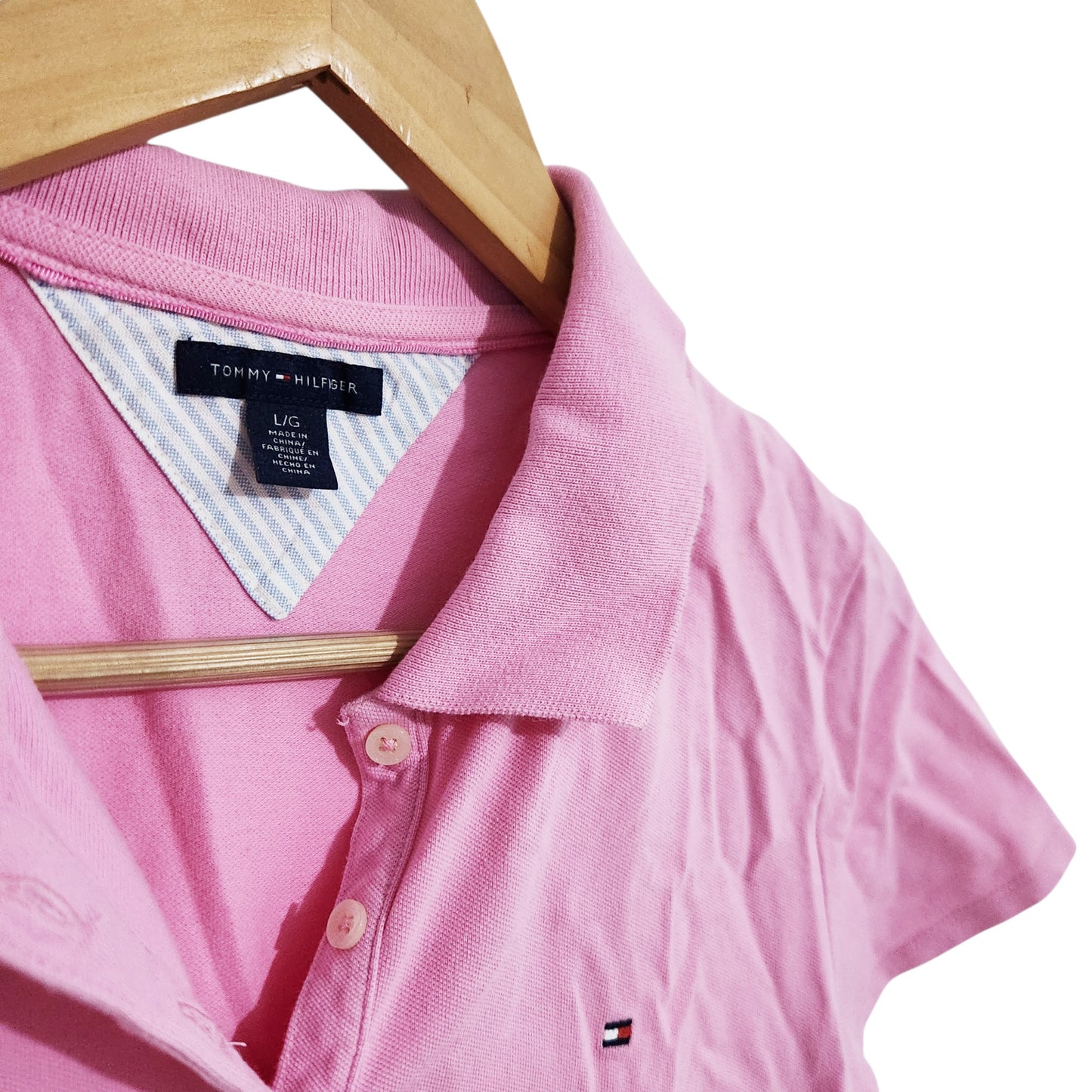 TOMMY HILFIGER | חולצת פולו לנשים | מידה L | ורוד