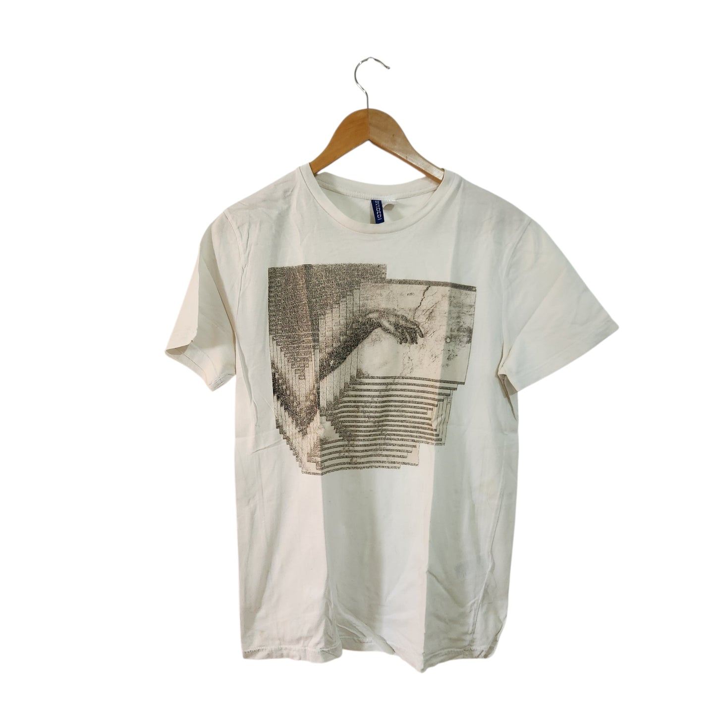 H&M | חולצת טי לגבר מידה M | לבנה עם הדפס