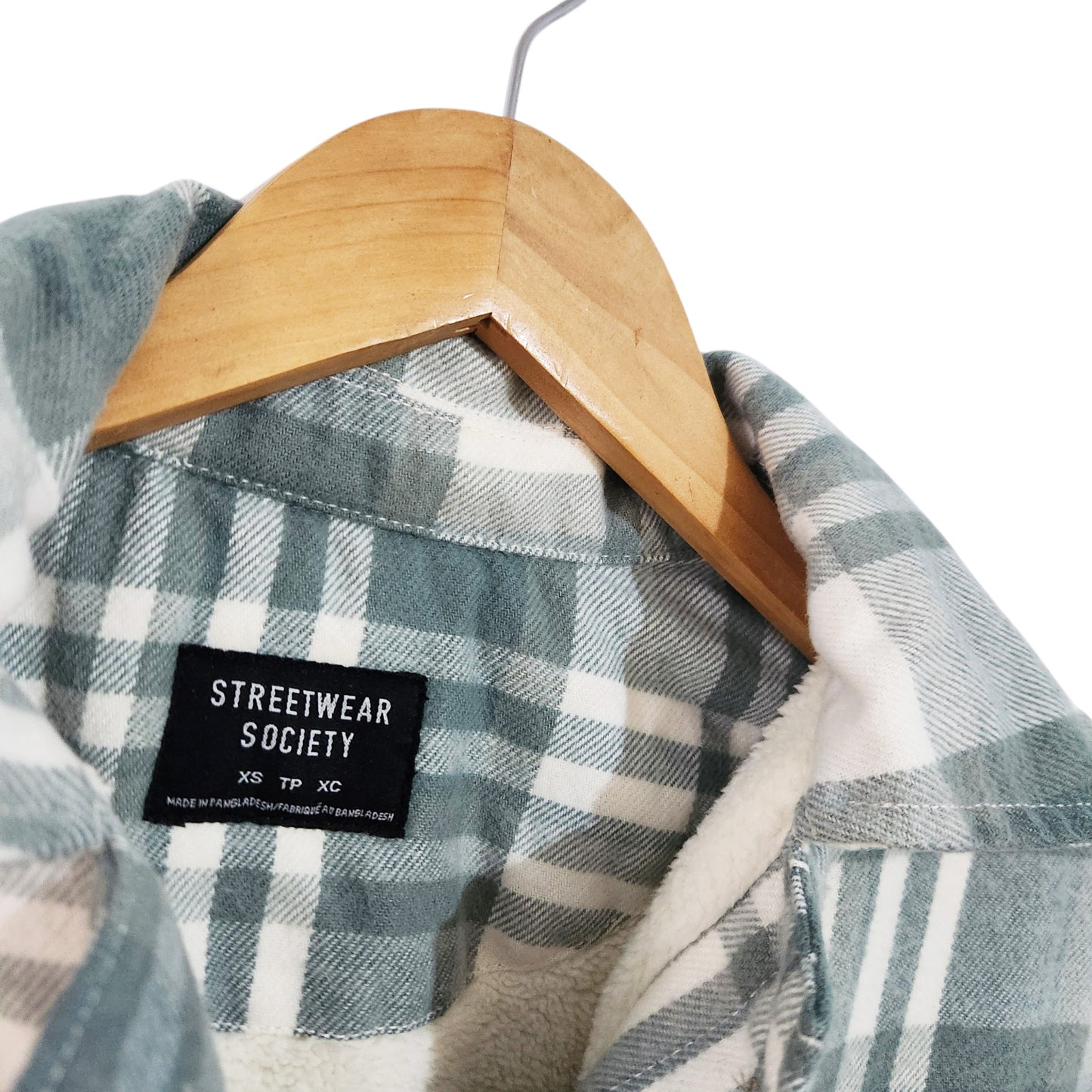 STREETWEAR SOCIETY ג'קט שקט משובץ עם בטנת שרפה מידה XS