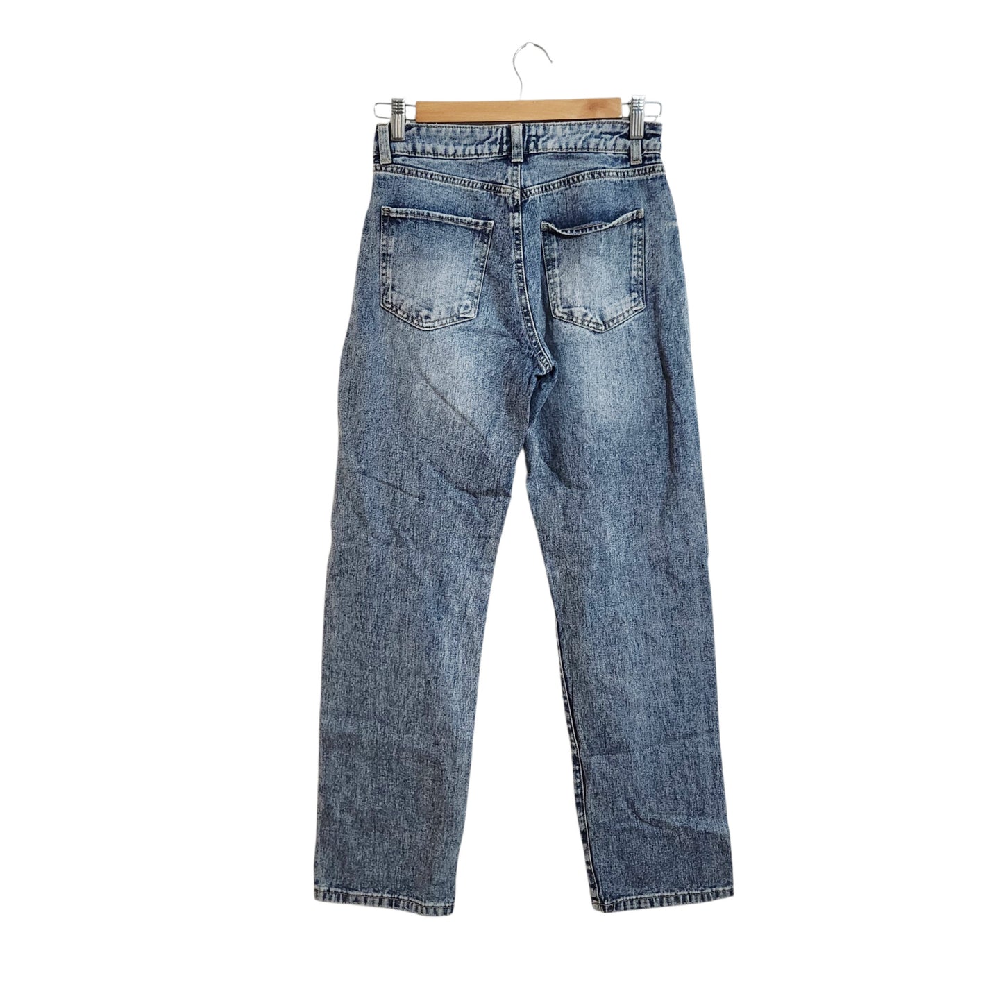 REFUGE DENIM ג'ינס ישר לנשים בצבע כחול בהיר – מידה 0 S היקף מותן 26 אינץ