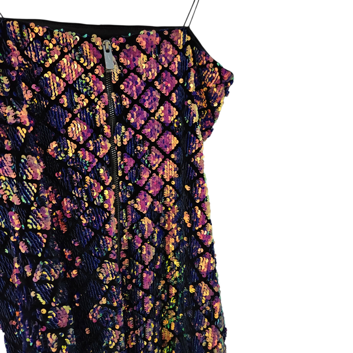 TOPSHOP | שמלת מיני פאייטים צבעוניים עם כתפיות דקות | 38
