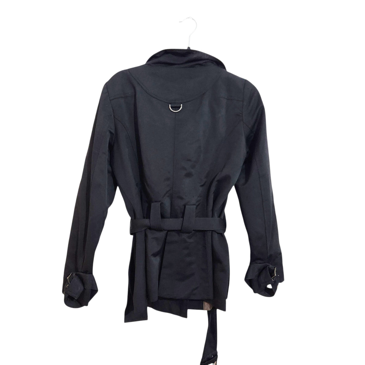 ZARA BASIC | מעיל טרנץ׳ קצר עם חגורה | נשים | L | שחור