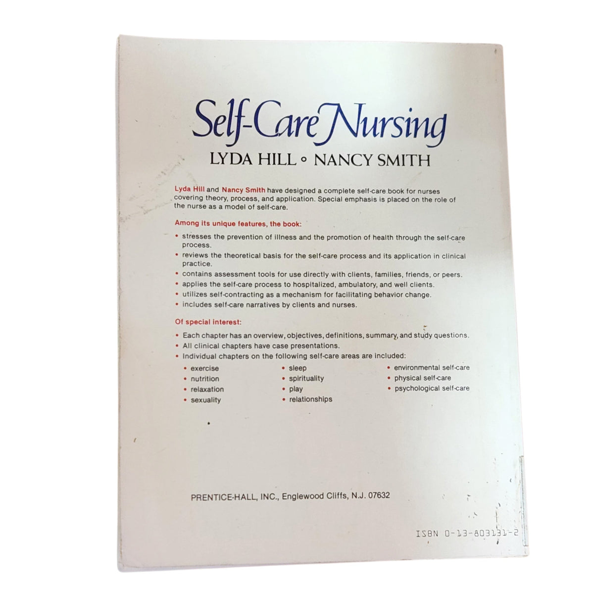 Self-Care Nursing | Lyda Hill & Nancy Smith | 1985 | ספר לימוד בסיעוד | וינטג׳