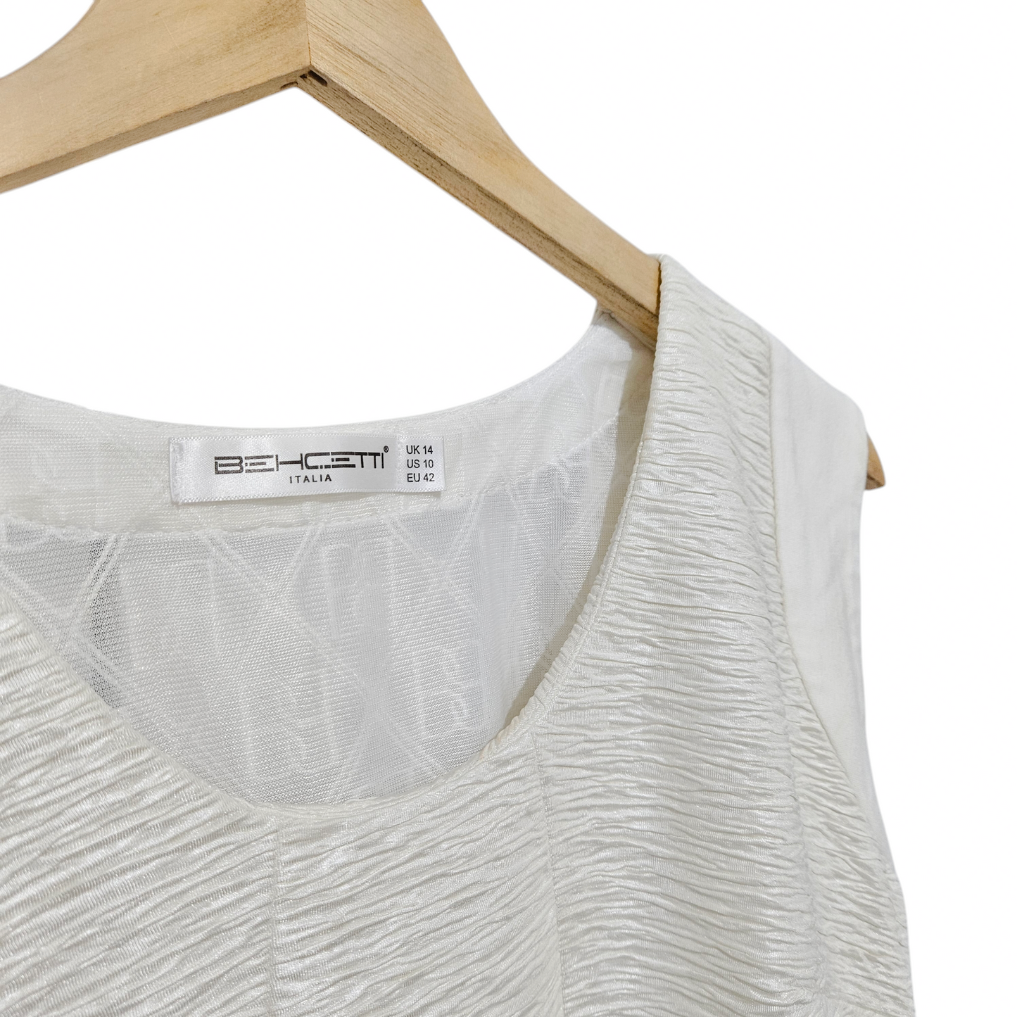 BEHCETTI שמלה מעוצבת עם כריות כתפיים לאישה מידה 42