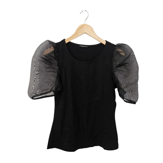 Renuar חולצה שחורה מעוצבת לאישה מידה M