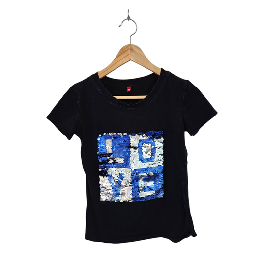 חולצה קצרה לאישה פייטים מתחלפים מידה S