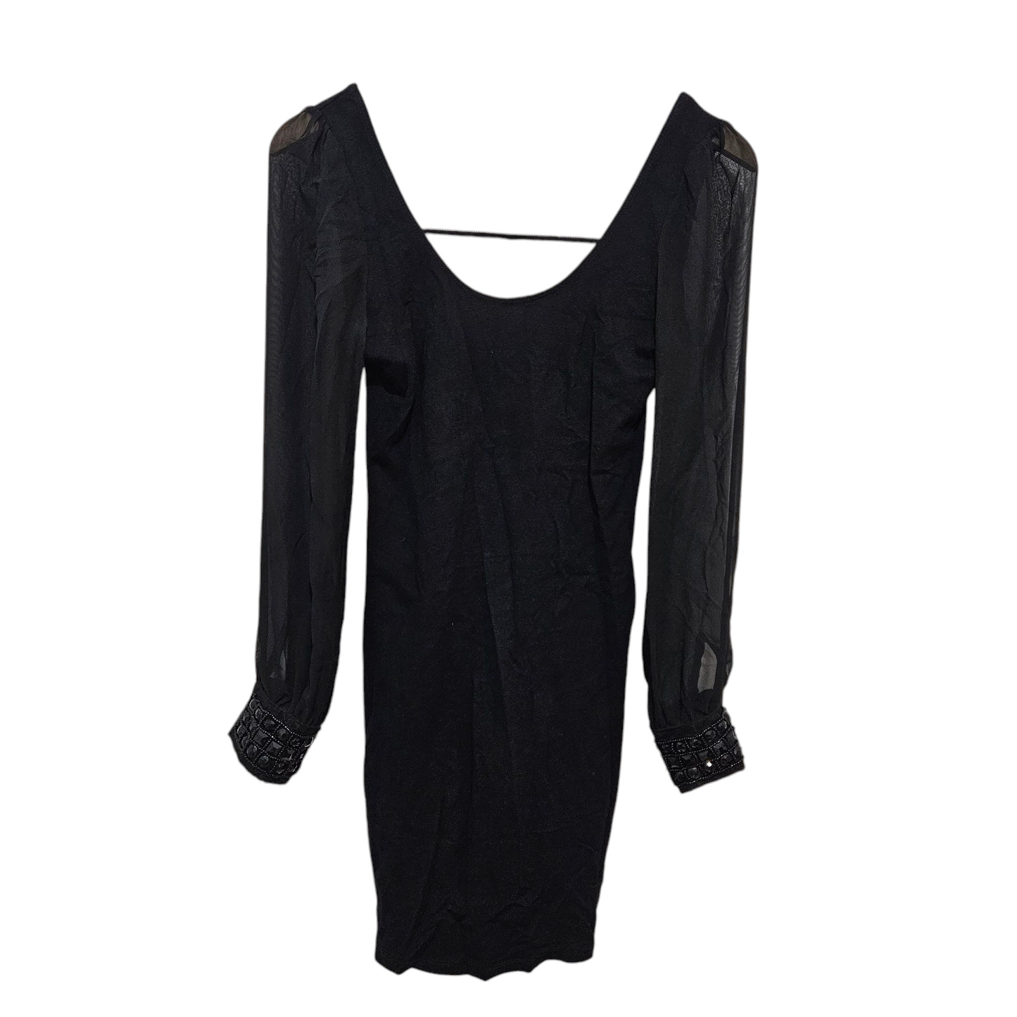 שמלה שחורה עם שרוולים שקופים לאישה מידה S/M