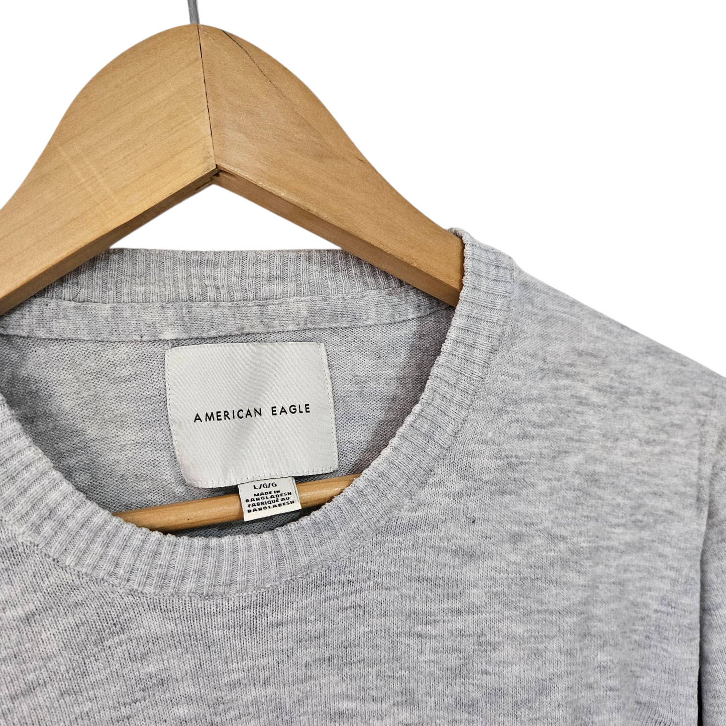 AMERICAN EAGLE חולצת סריג אפורה לגבר מידה L