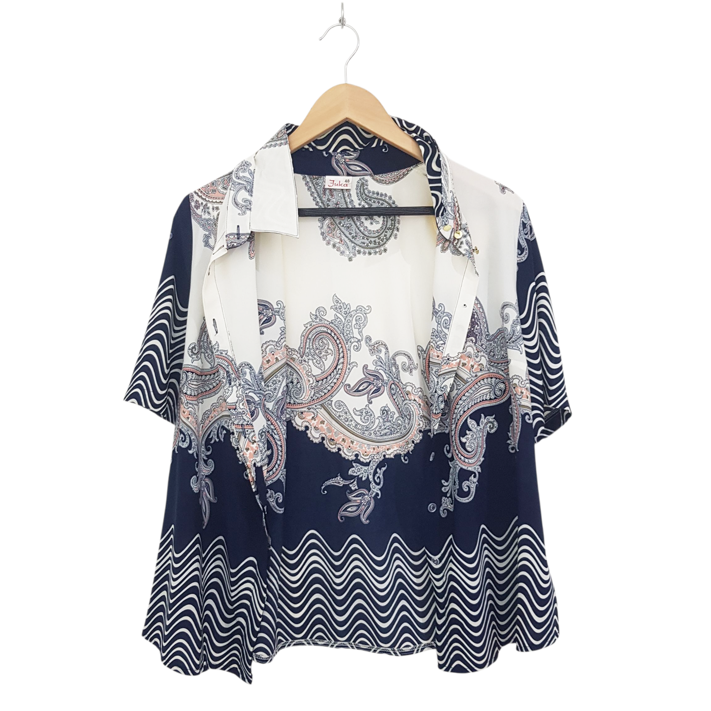 JUKA חולצה מכופתרת עם כריות כתפיים לאישה מידה XL/XXL