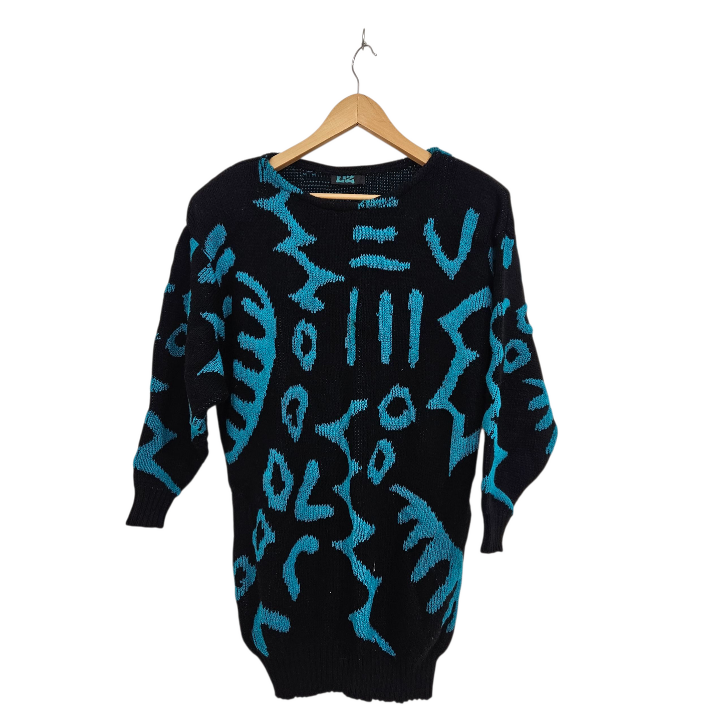 LIZ סוודר וינטג' עם כריות כתפיים לאישה מידה XL