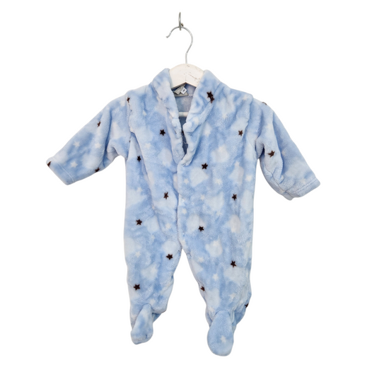 פיצי | אוברול פליז צבע תכלת לתינוקות | גיל 0-3 חודשים