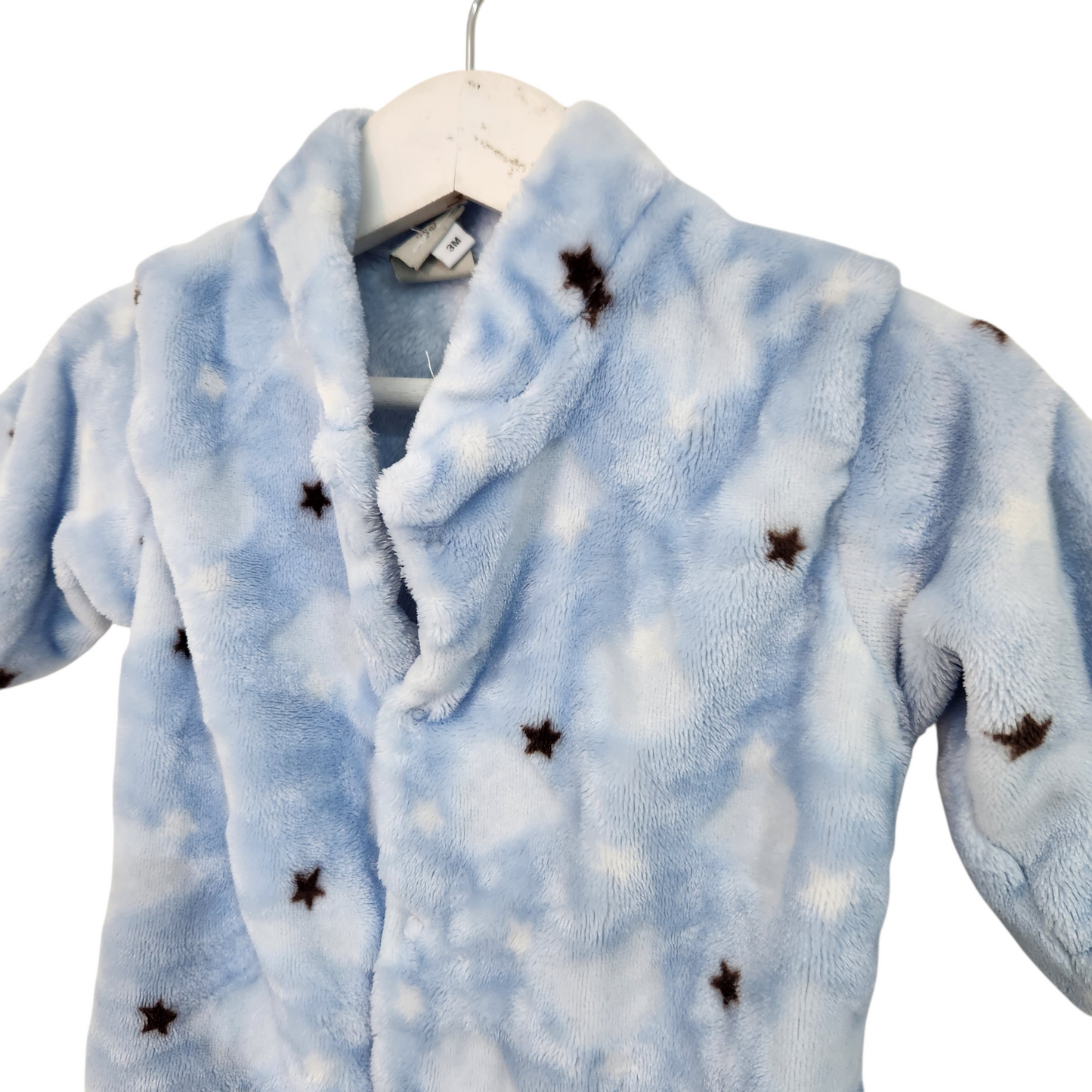 פיצי | אוברול פליז צבע תכלת לתינוקות | גיל 0-3 חודשים