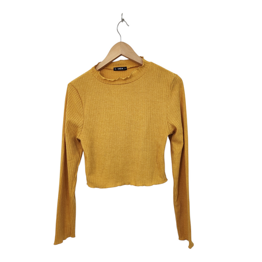 SHEIN | חולצה ארוכה דקה צבע צהוב חרדל | לאישה מידה L