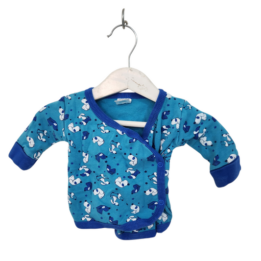 נושנוש | חולצת מעטפת ארוכה צבע תכלת | לתינוקות גיל 0-3 חודשים | 100% כותנה