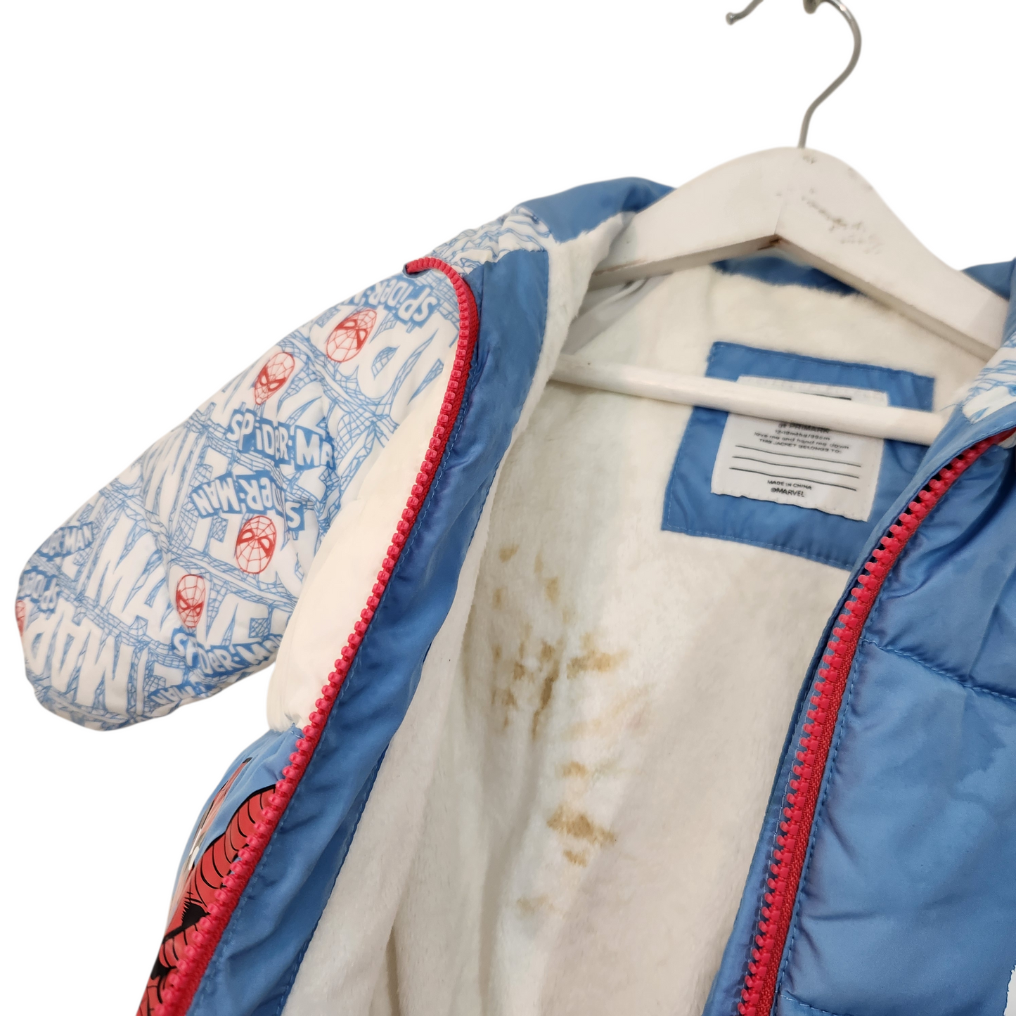 PRIMARK מעיל ספיידרמן לתינוקות | גיל 12-18 חודשים | כתם פנימי לא נראה כלפי חוץ