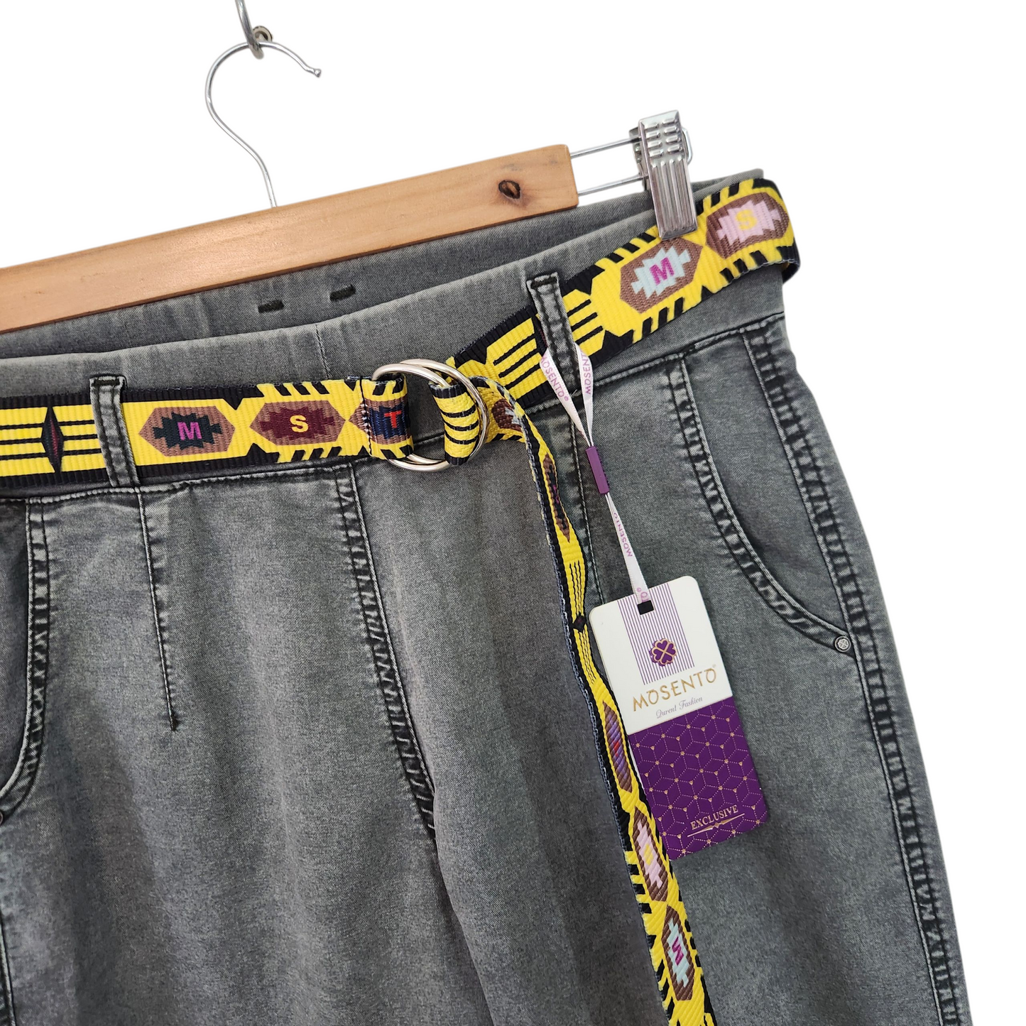 MOSENTO מכנסיים חדשים עם חגורה לאישה מידה S/M