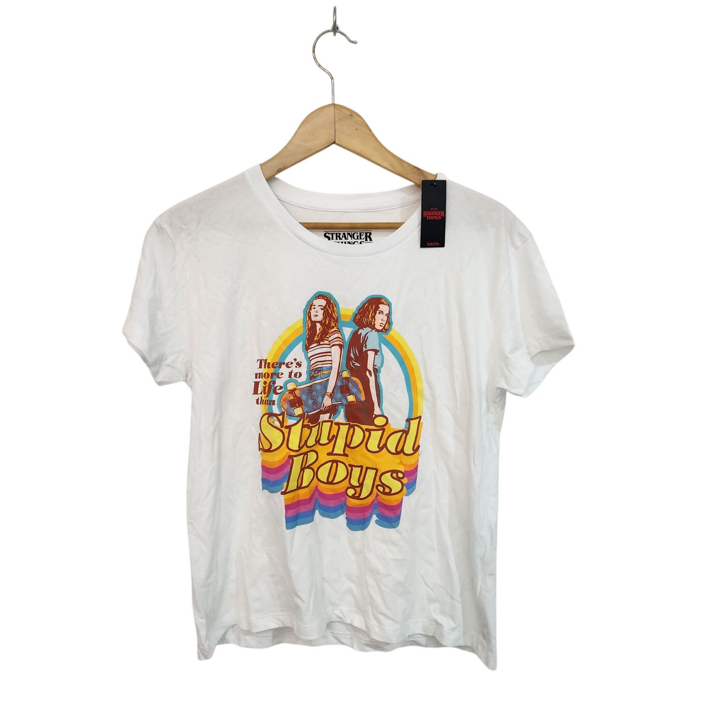 STRANGER THINGS חולצה קצרה חדשה עם תווית לאישה מידה M