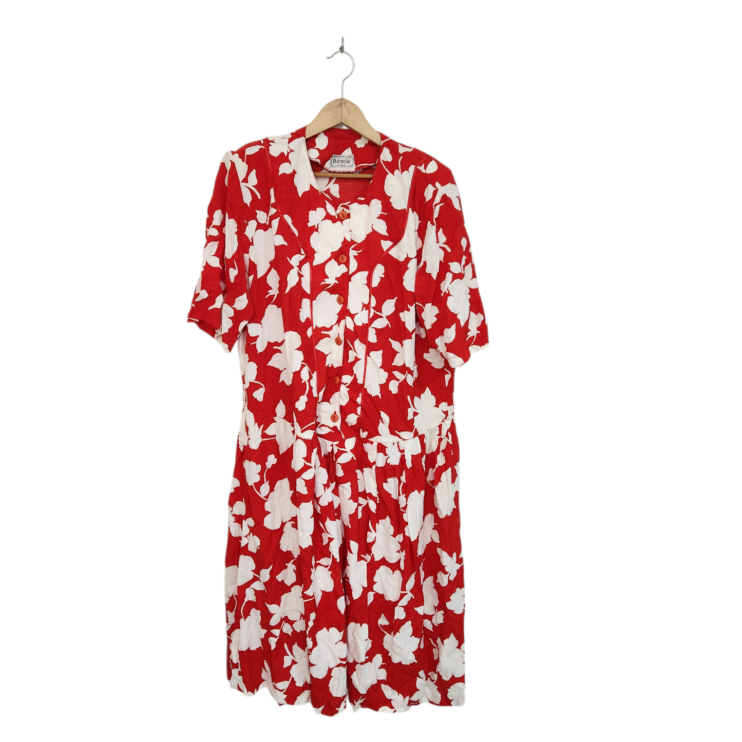 BICYCLE שמלת וינטג' עם כריות כתפיים לאישה מידה XL  כתם