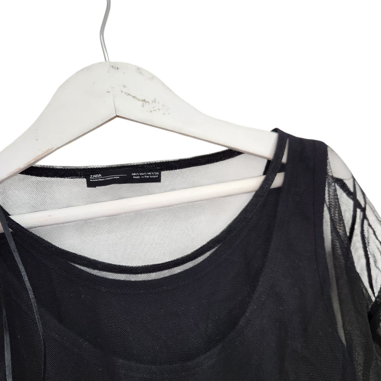 ZARA גופיה עם עליונית שקופה לאישה מידה S