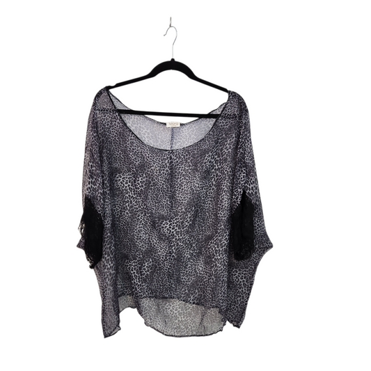 WHAIO | חולצה שקופה בהדפס מנומר עם שרוול רחב | לאישה מידה XL/XXL