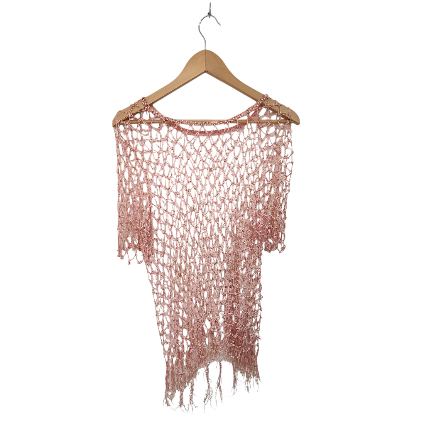 עליונית רשת ורודה עם חרוזים | לאישה מידה S/M