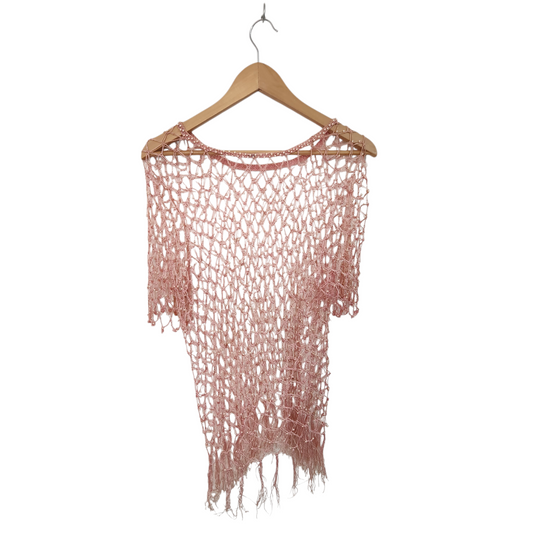 עליונית רשת ורודה עם חרוזים | לאישה מידה S/M