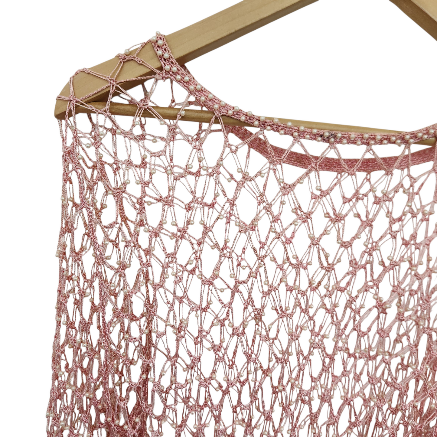 עליונית רשת ורודה עם חרוזים | לאישה מידה S/M