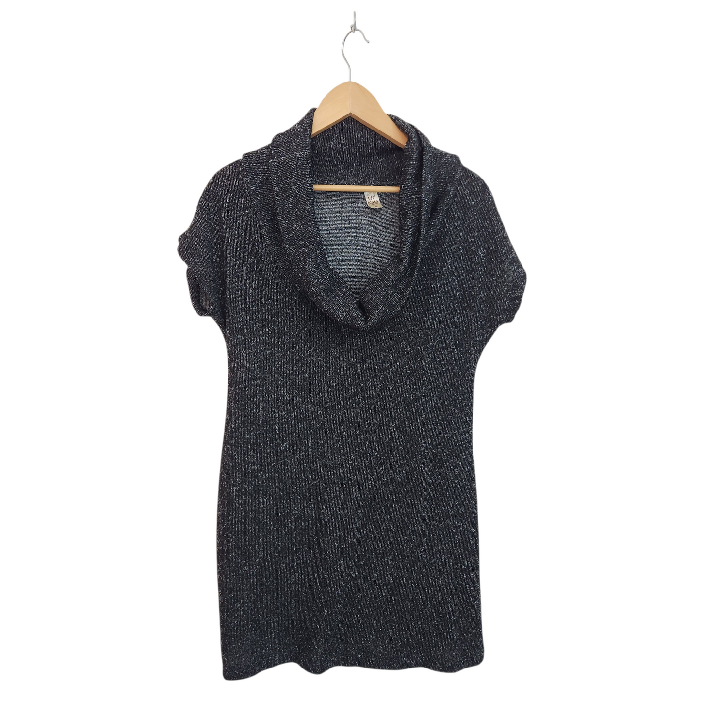 Uni Kata | שמלה סרוגה אפורה עם צווארון גולף קצר – מידה XL