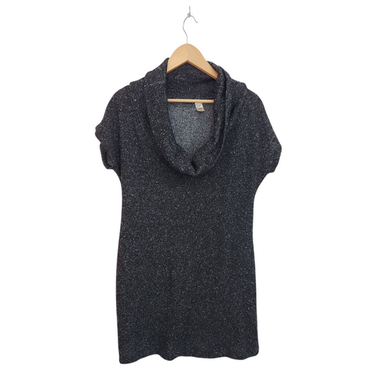 Uni Kata | שמלה סרוגה אפורה עם צווארון גולף קצר – מידה XL