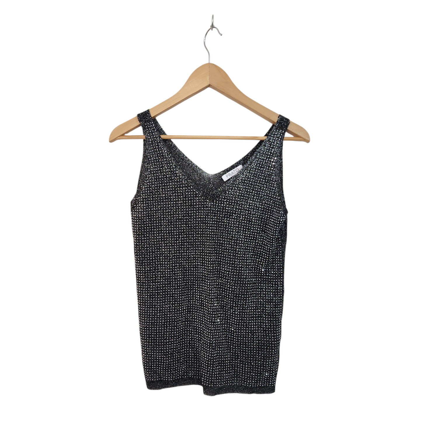 PRATO | גופיית ערב מנצנצת שחור־כסף | לאישה מידה S/M